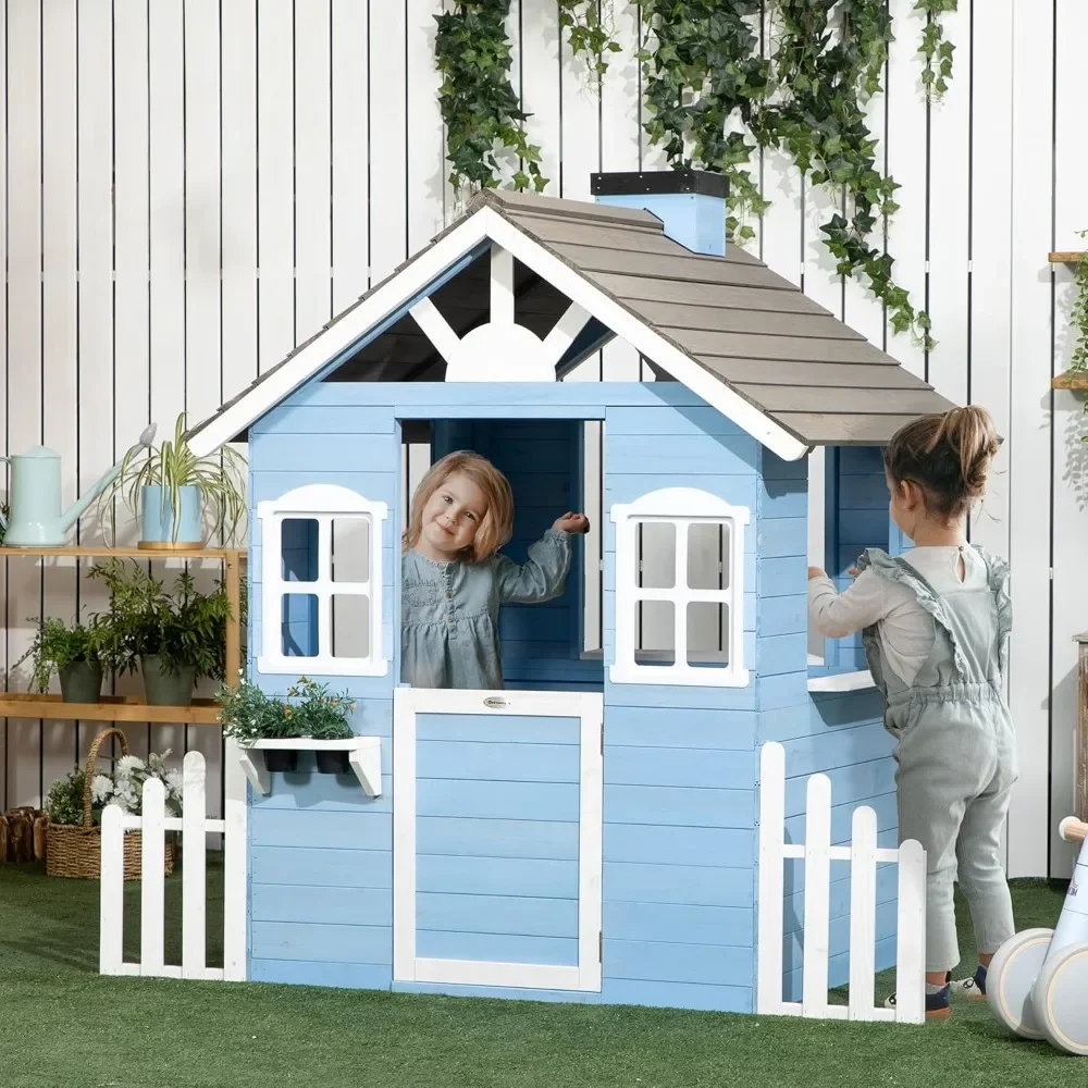 Kids Outdoor Wooden Playhouse - Playhouse For Kids Outdoor Country Style