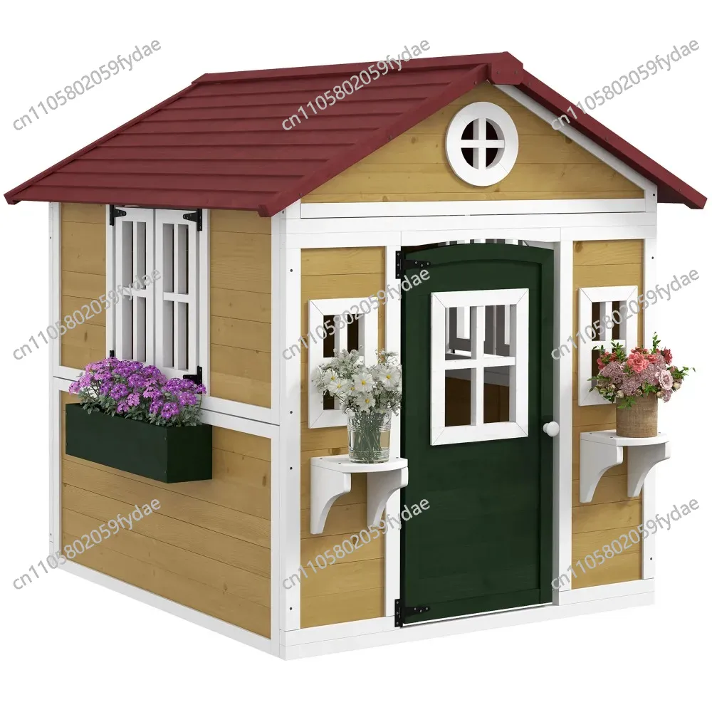 Kids Outdoor Wooden Playhouse - Outdoor Kids Playhouse, Wooden Playhouse with