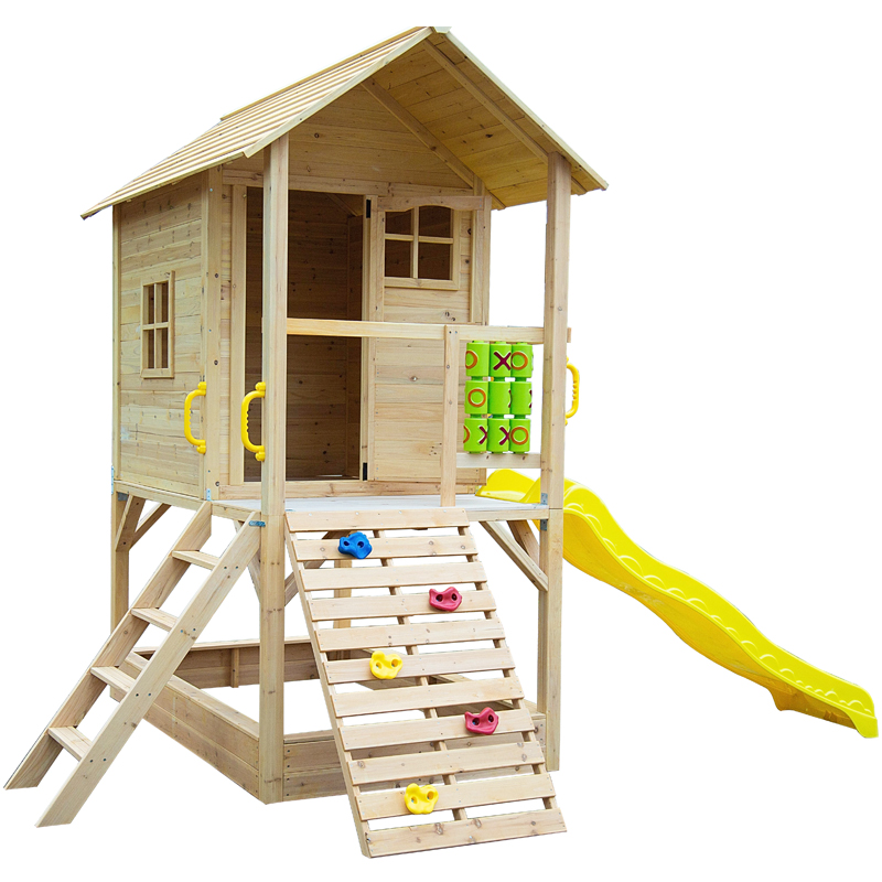 Kids Outdoor Wooden Playhouse - Children Wooden Outdoor Playhouses Garden Kids