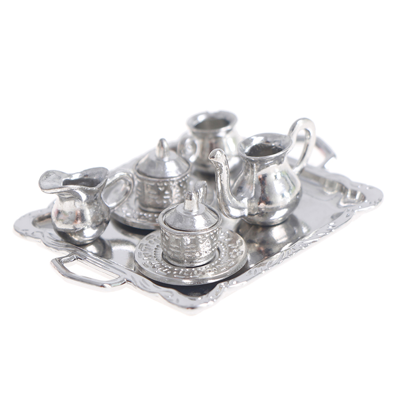 Kids Outdoor Kitchen Set - 10pcs/Set 1/12 Dollhouse Miniature Silver Metal