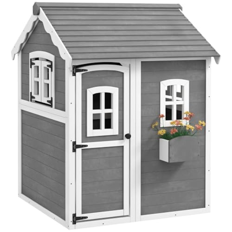Kids Outdoor Wooden Playhouse - Outdoor wooden playhouse for kids aged