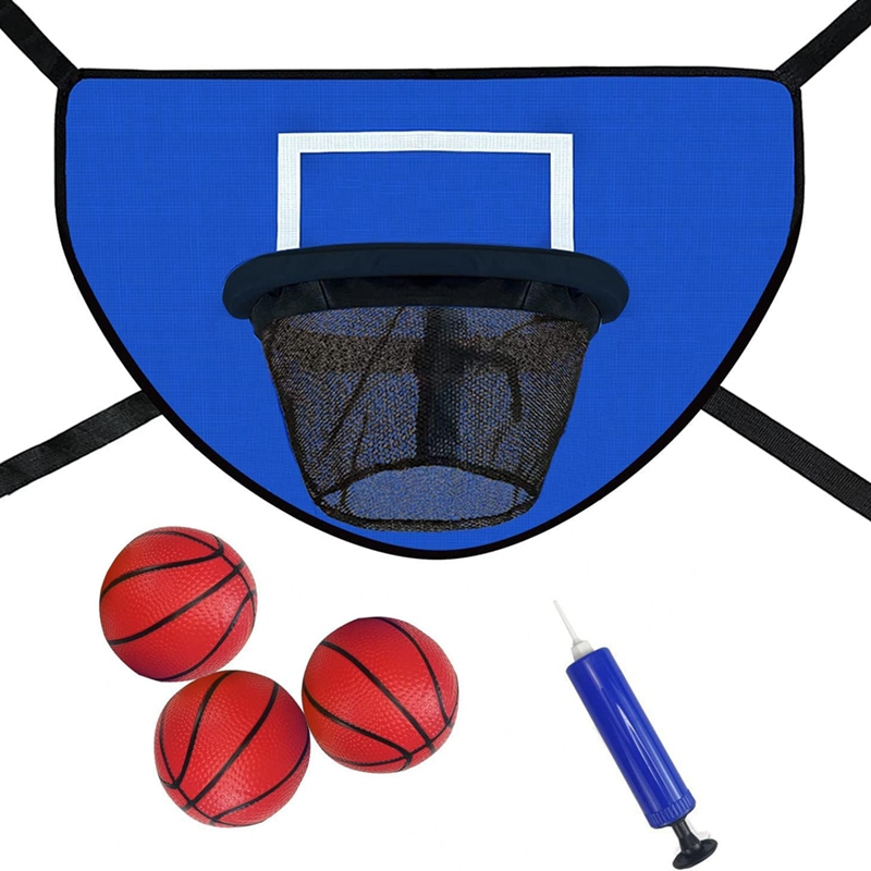 Kids Indoor Outdoor Trampoline - Trampoline Basketball Hoop Kit With Pump