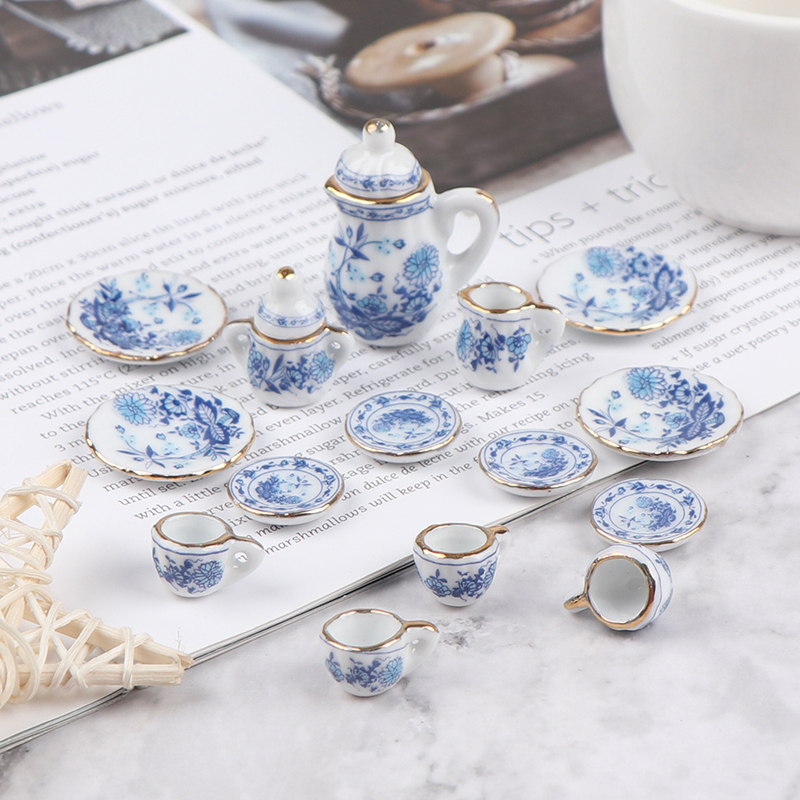 15Pcs 1:12 Miniature Porcelain - Kids Outdoor Kitchen Set ulasan dan harga