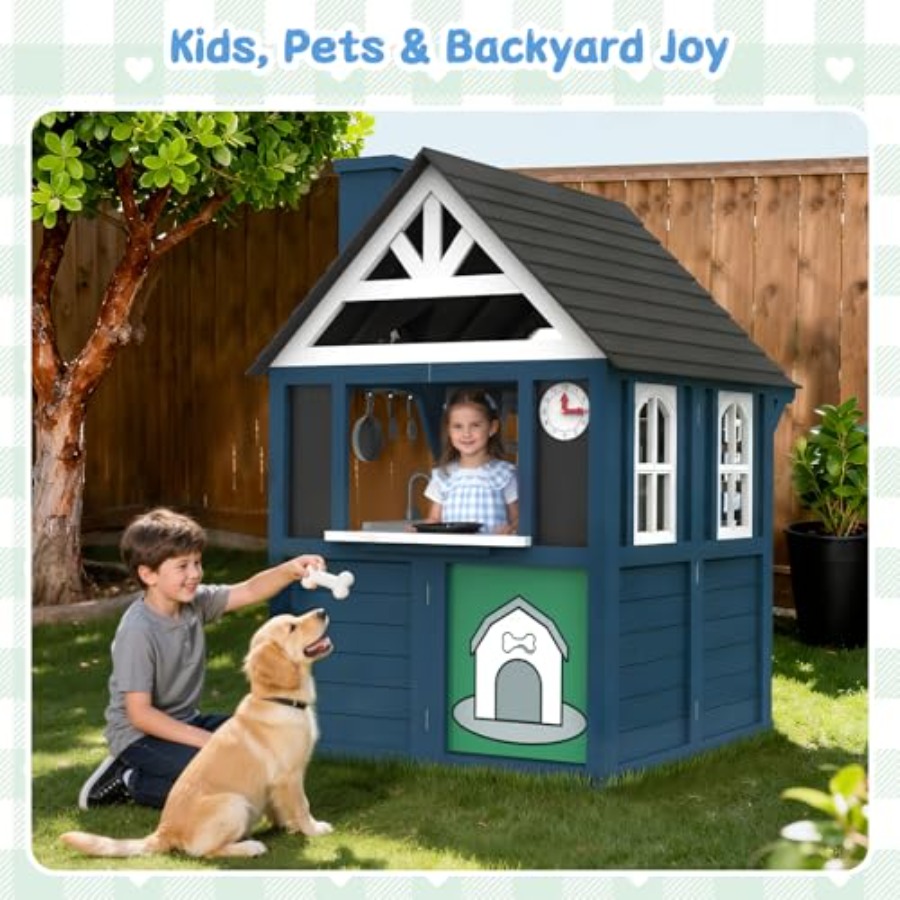 Outdoor kids playhouse: wooden - Kids Outdoor Wooden Playhouse ulasan dan harga