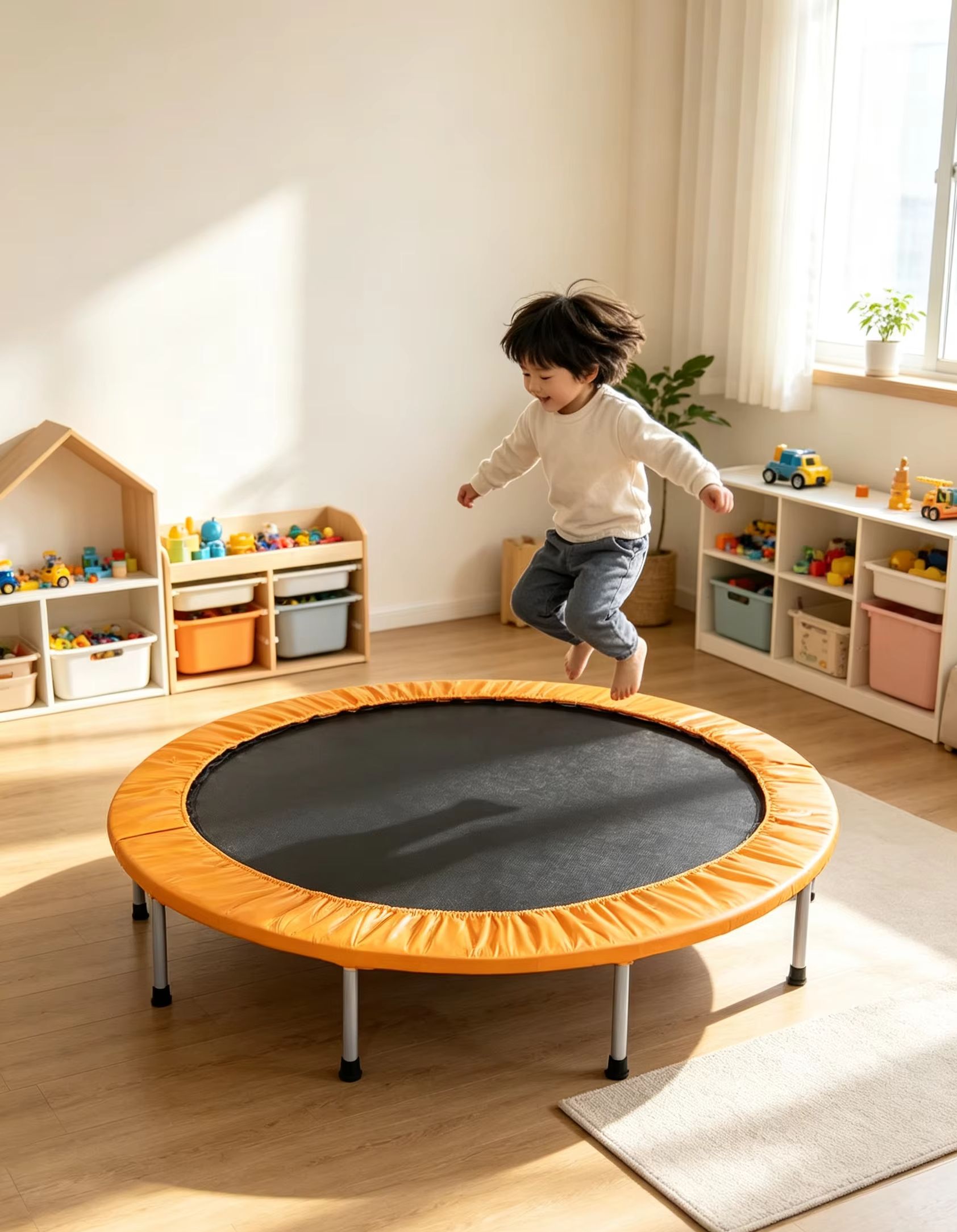 Round Mini Trampoline with Ora - Kids Indoor Outdoor Trampoline ulasan dan harga