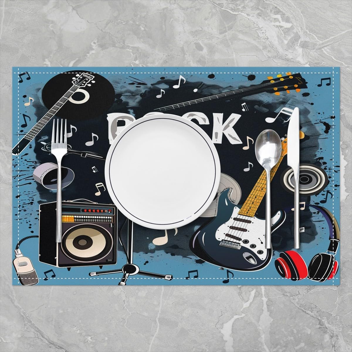 Rock Music Placemats Set of 4  - Kids Outdoor Kitchen Set ulasan dan harga