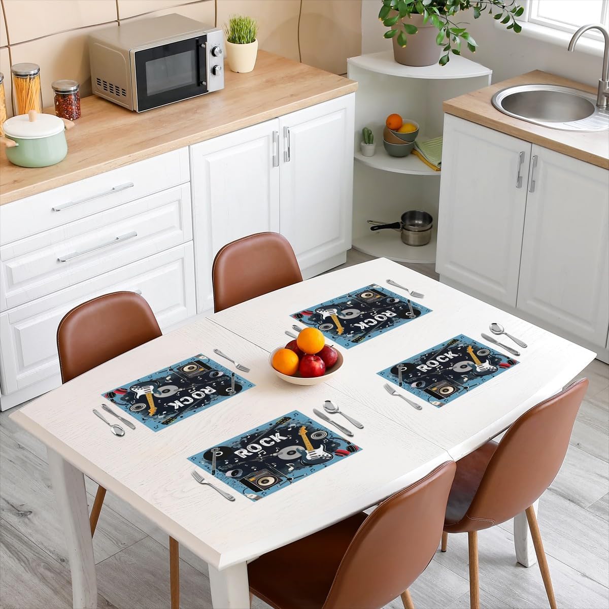 Rock Music Placemats Set of 4  - Kids Outdoor Kitchen Set ulasan dan harga