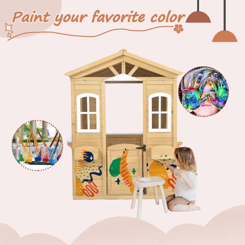 Modern Classic Solid Wood Play - Kids Outdoor Wooden Playhouse ulasan dan harga