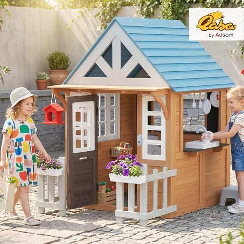 Outdoor Playhouse with Pet Doo - Kids Outdoor Wooden Playhouse ulasan dan harga