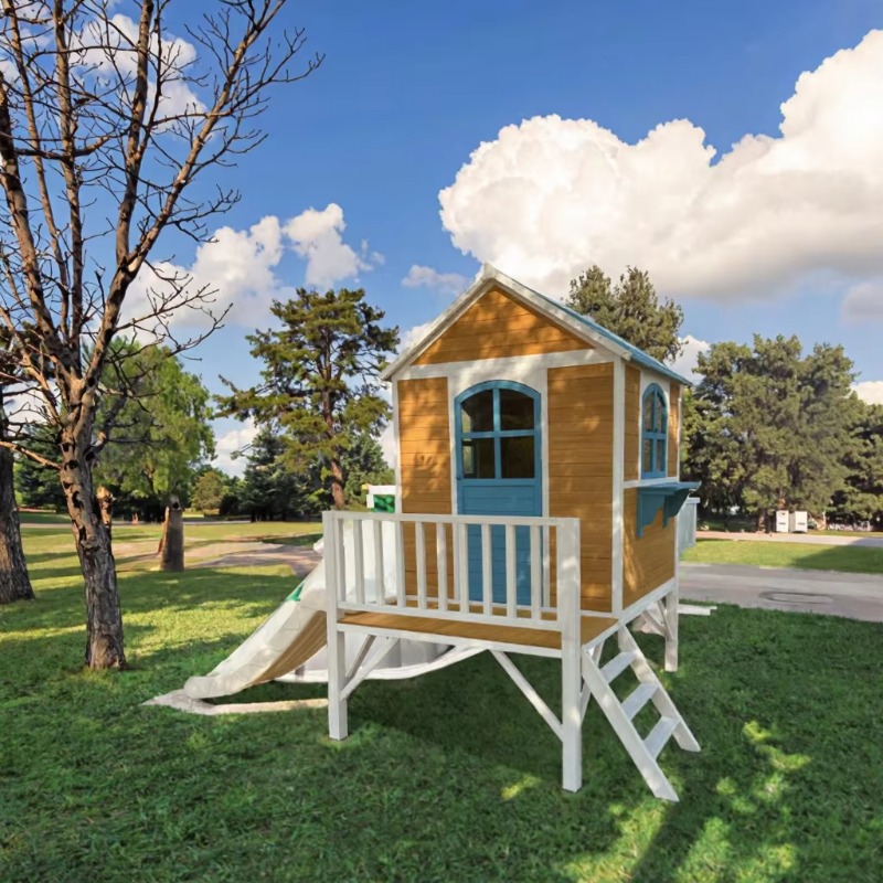 Modern Two-Floor Kids Wooden O - Kids Outdoor Wooden Playhouse ulasan dan harga
