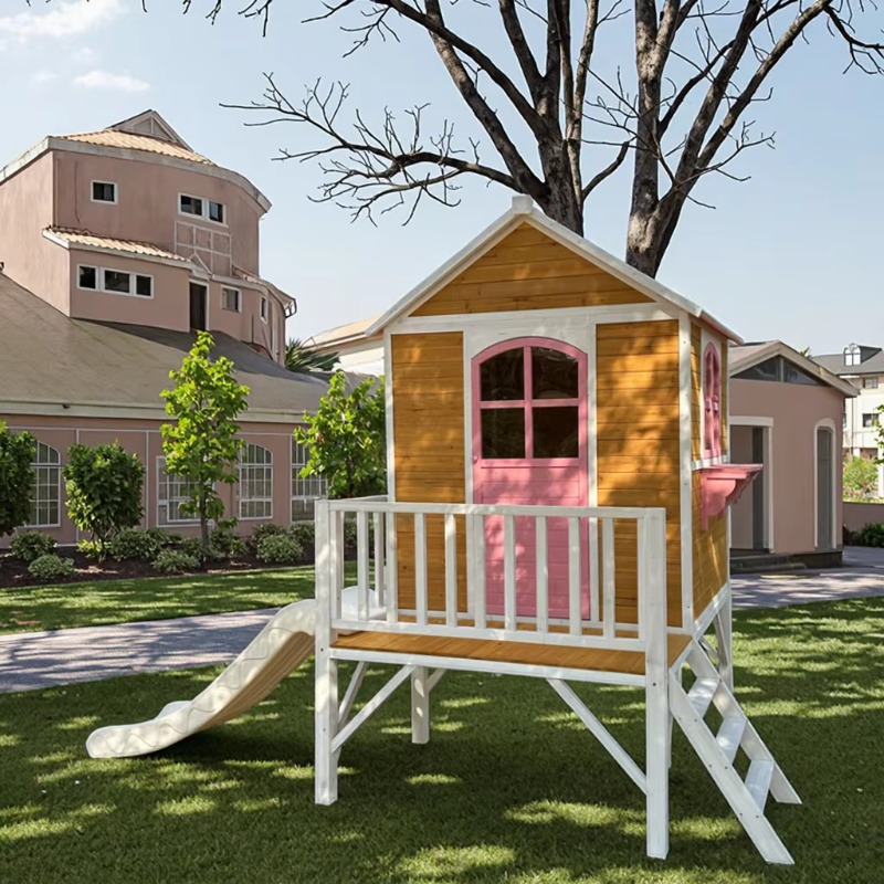 Modern Two-Floor Kids Wooden O - Kids Outdoor Wooden Playhouse ulasan dan harga