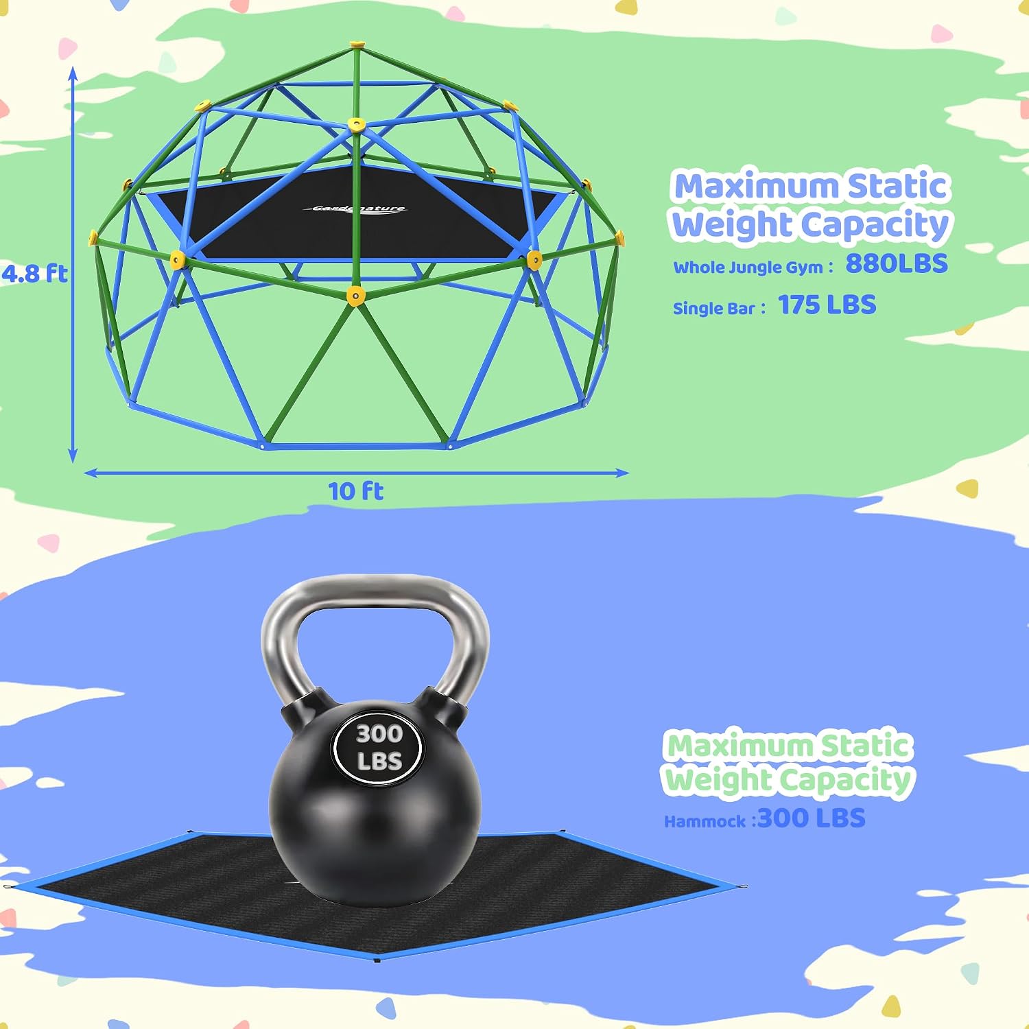 10FT Climbing Dome with Hammoc - Kids Outdoor Climbing Dome ulasan dan harga