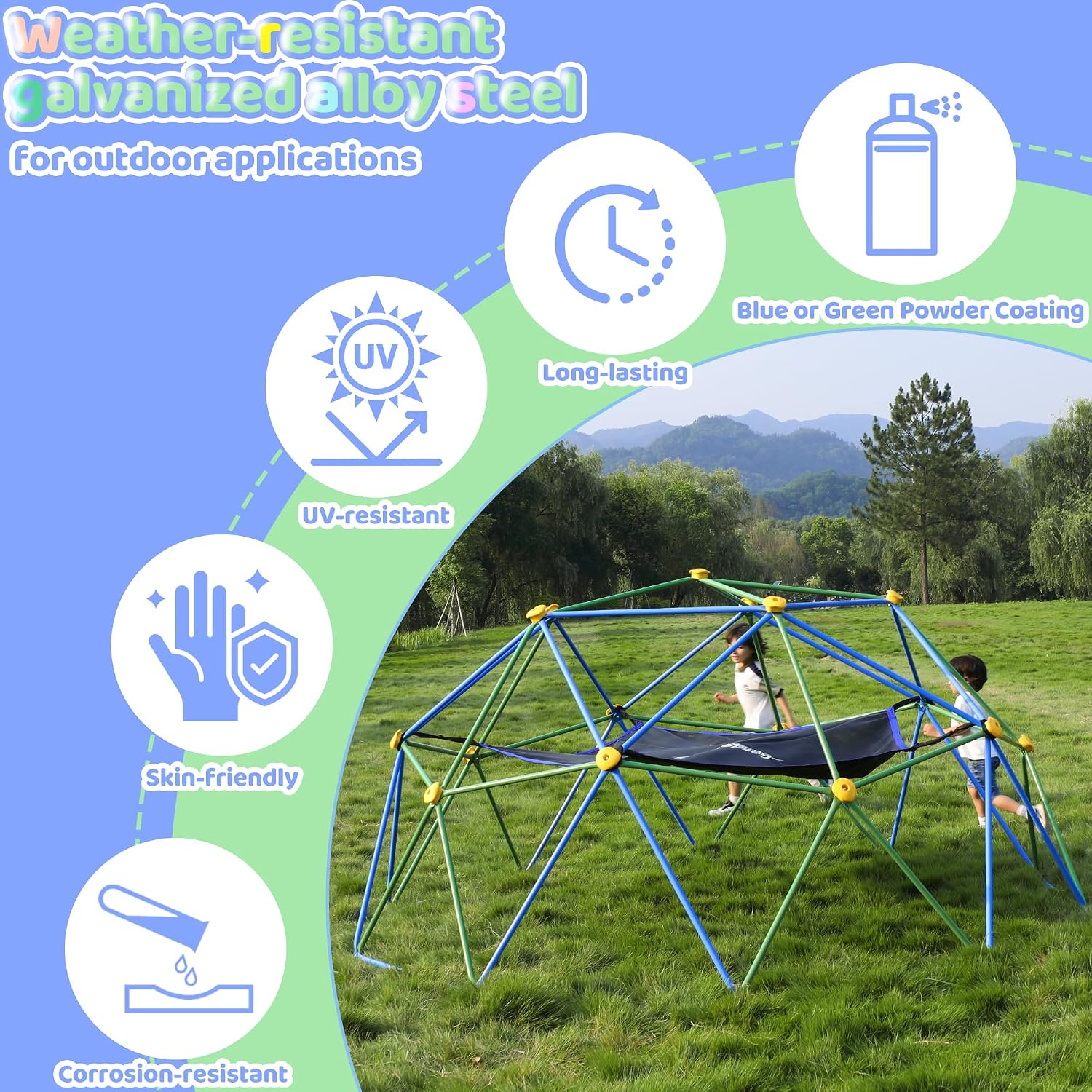 10FT Climbing Dome with Hammoc - Kids Outdoor Climbing Dome ulasan dan harga