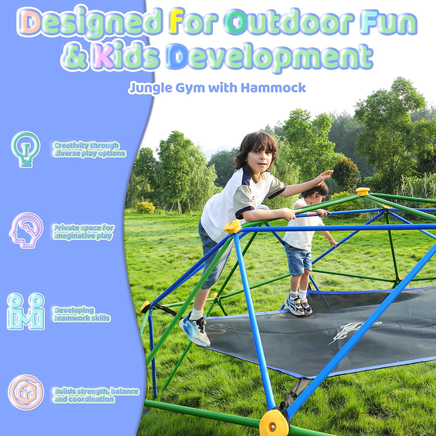 10FT Climbing Dome with Hammoc - Kids Outdoor Climbing Dome ulasan dan harga